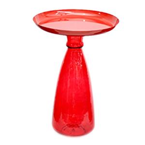 Mesa de vidrio roja con cubierta de metal roja de 30.5×30.5x46cm