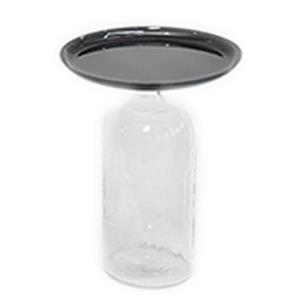 Mesa de vidrio transparente con cubierta de metal negra de 25.5×25.5x35cm