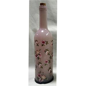 Botella de vidrio rosa con led usa pilas AAA no incluidas