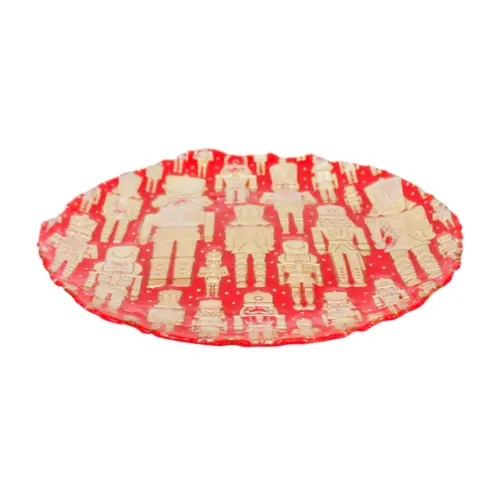 Plato de vidrio diseño cascanueces dorados de 32cm