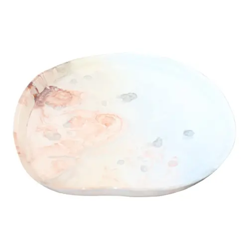 Plato de vidrio con borde marrón y crema opaco con blanco de 21cm