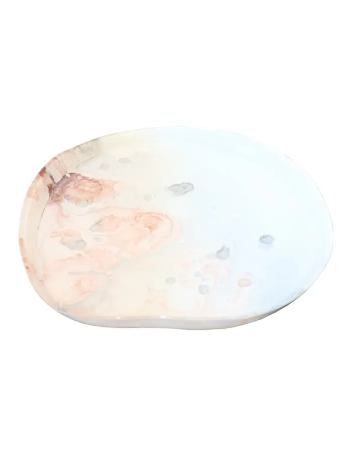 Plato de vidrio con borde marrón y crema opaco con blanco de 21cm - Image 2