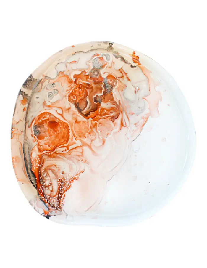 Frutero de vidrio con base marrón y crema opaco con blanco de 18cm - Image 3
