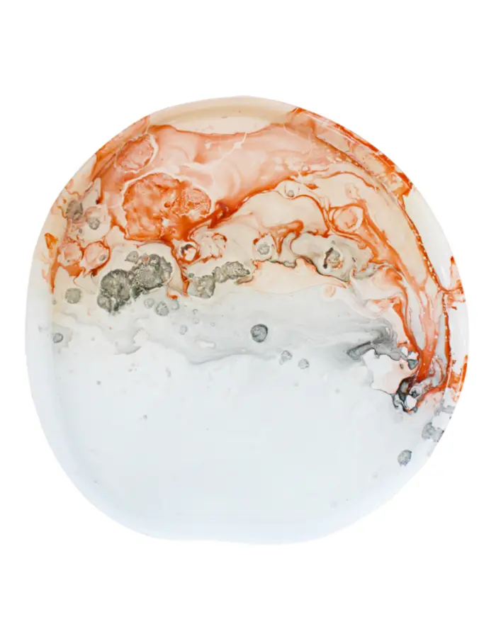 Frutero de vidrio con base marrón y crema opaco con blanco de 21cm - Image 3