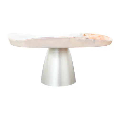 Frutero de vidrio con base marrón y crema opaco con blanco de 28cm