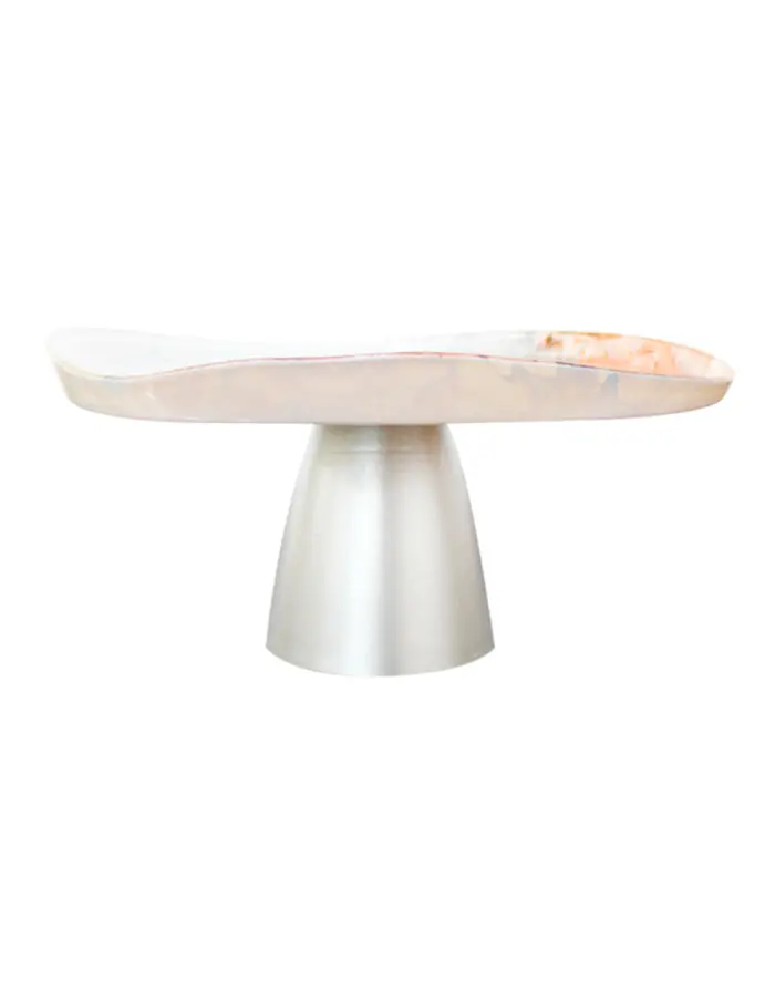 Frutero de vidrio con base marrón y crema opaco con blanco de 28cm - Image 2