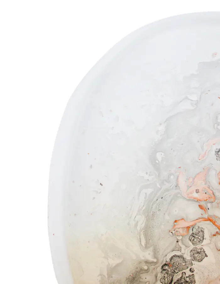 Frutero de vidrio con base marrón y crema opaco con blanco de 28cm - Image 4