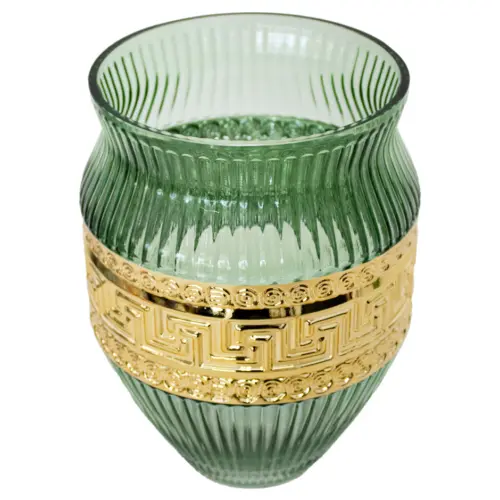 Florero de vidrio verde