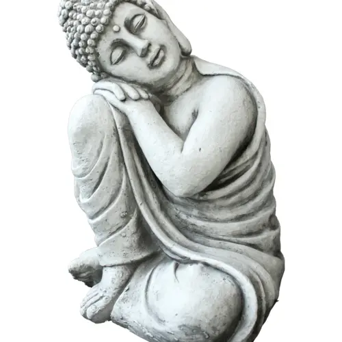 Buda reclinado de poliresina terminado piedra de 36x33x48cm