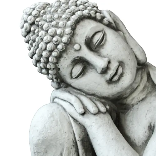 Buda reclinado de poliresina terminado piedra de 36x33x48cm