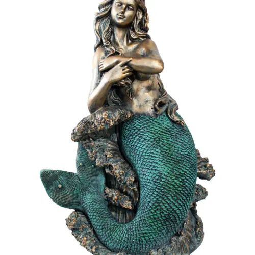 Escultura de sirena sentada de poliresina de 60x42x87cm