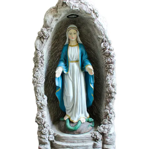 Virgen María en nicho de poliresina imitacion piedra de 45x40x90cm