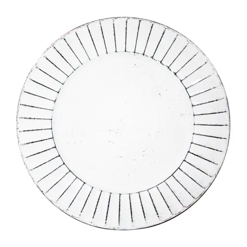 Plato de presentación de plástico redondo blanco patinado con pliegues de 33cm