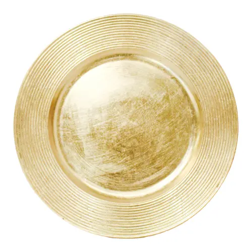 Plato de presentación dorado con líneas de 33x33x2cm