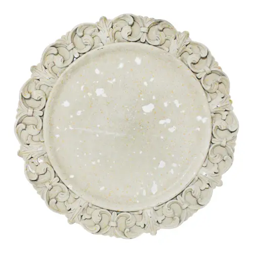 Plato de presentación de plástico gris con orilla diseño grecas de 33x33x2cm