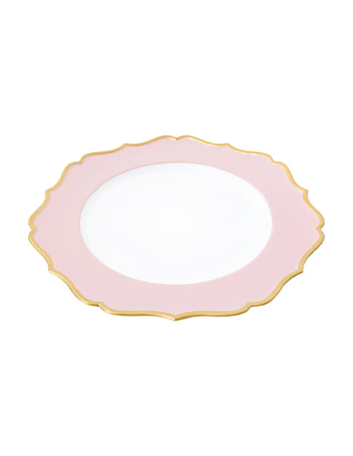 Plato de presentaciòn blanco con orilla rosa con dorado de 33 x33 x2cm - Image 2