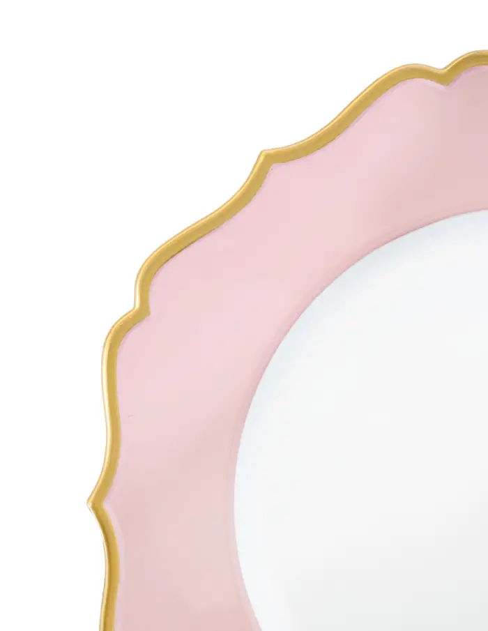 Plato de presentaciòn blanco con orilla rosa con dorado de 33 x33 x2cm - Image 3