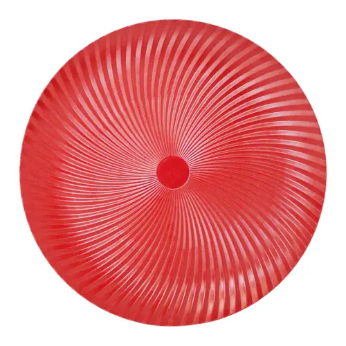 Plato de presentación de plástico rojo mate diseño espiral de 33x33x2cm