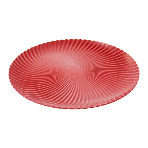 Plato de presentación de plástico rojo mate diseño espiral de 33x33x2cm