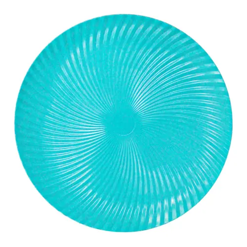 Plato de presentación de plástico azul turquesa diseño espiral de 33x33x2cm