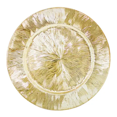 Plato de presentación de plástico dorado diseño grabado de 33x33x2cm