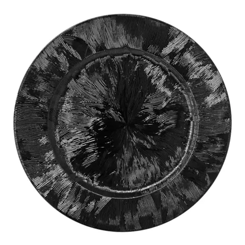 Plato de presentación de plástico negro diseño grabado de 33x33x2cm