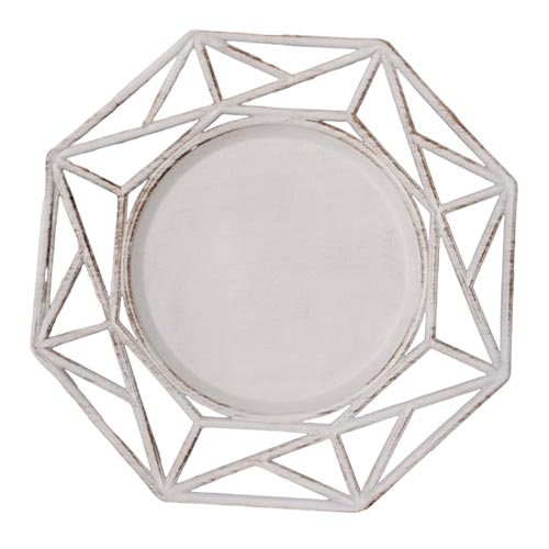 Plato de presentación de plástico beige diseño geométrico de 33x33x2cm