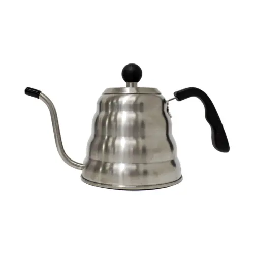 Tetera de metal plateada
