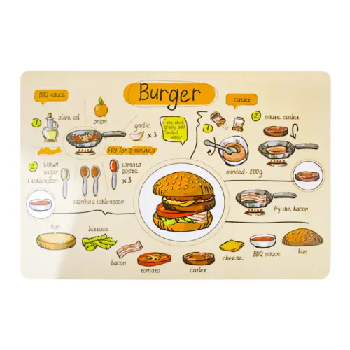 Mantel individual crema diseñó hamburguesa y accesorios de 43.5×28.5cm