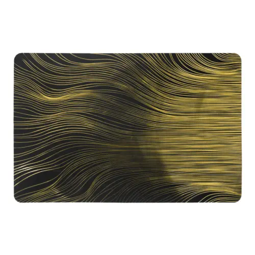 Mantel individual negro diseño líneas doradas de 43.5×28.5cm