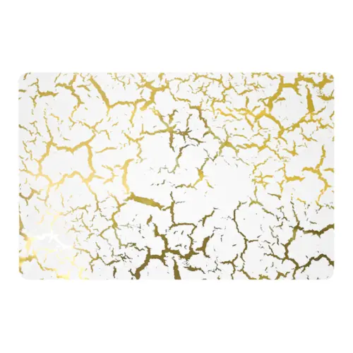 Mantel individual blanco con dorado diseño craquelado de 43.5×28.5cm