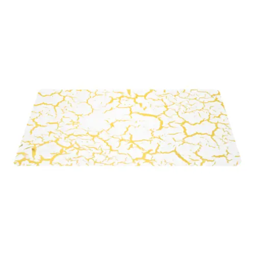Mantel individual blanco con dorado diseño craquelado de 43.5×28.5cm