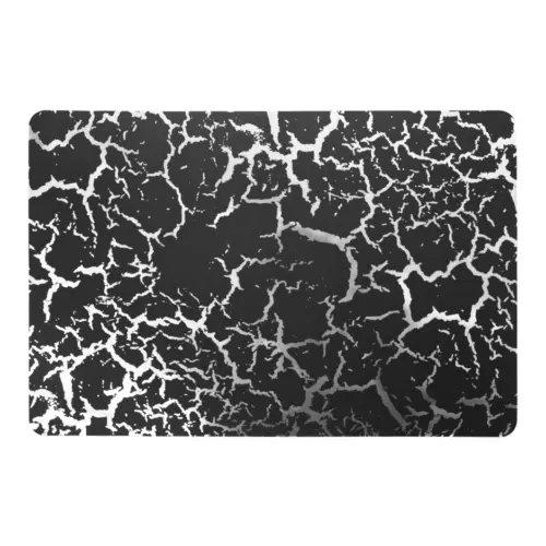 Mantel individual negro con plateado diseño craquelado de 43.5×28.5cm