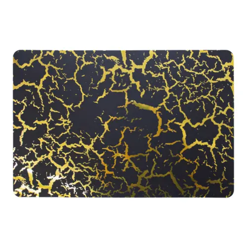 Mantel individual negro con dorado diseño craquelado de 43.5×28.5cm