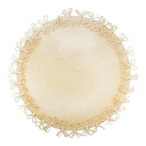 Mantel individual beige con moño diseño tejido de 38cm