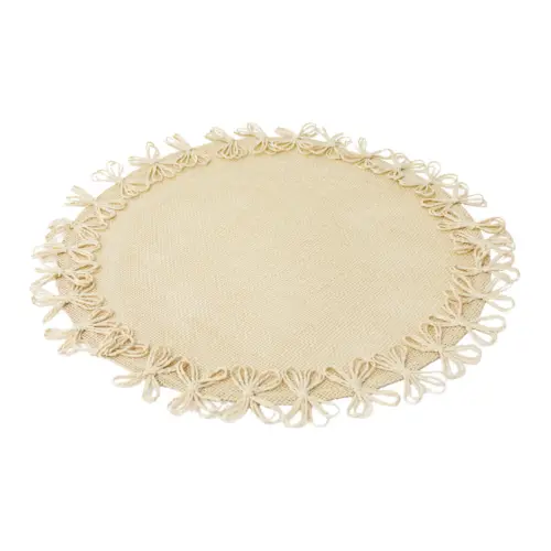Mantel individual beige con moño diseño tejido de 38cm