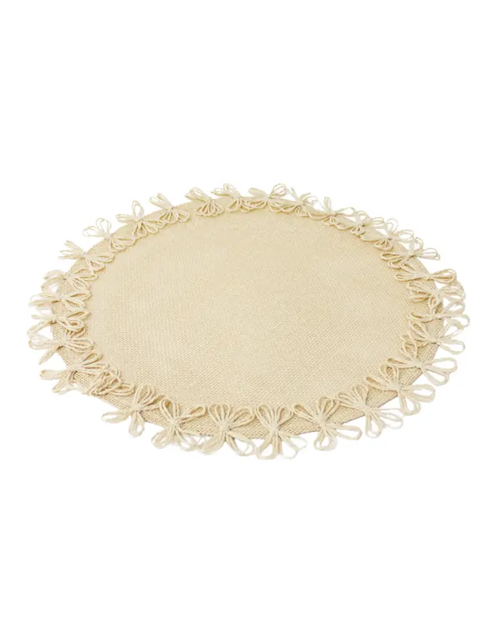Mantel individual beige con moño diseño tejido de 38cm - Image 2