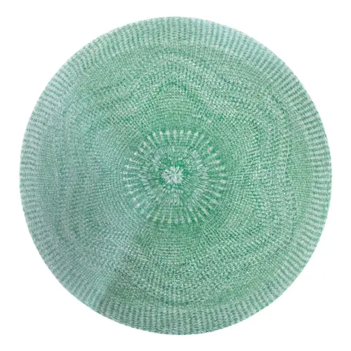 Mantel individual redondo de tela verde diseño flor de 38cm