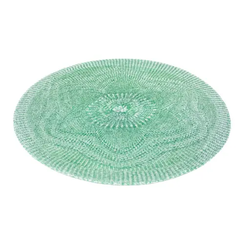 Mantel individual redondo de tela verde diseño flor de 38cm