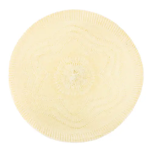 Mantel individual redondo de tela beige diseño flor de 38cm