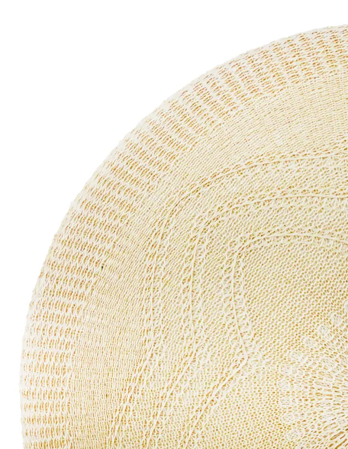 Mantel individual redondo de tela beige diseño flor de 38cm - Image 3