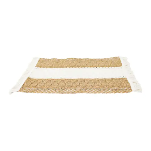 Mantel individual rectangular tejido café con beige de 50x30cm