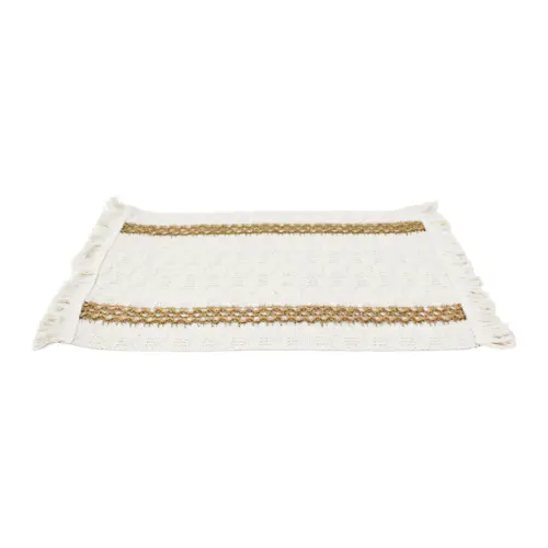 Mantel individual rectangular tejido beige con yute de 50x30cm
