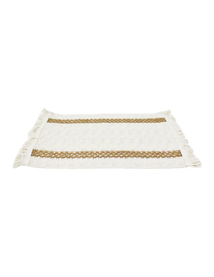 Mantel individual rectangular tejido beige con yute de 50x30cm - Image 2