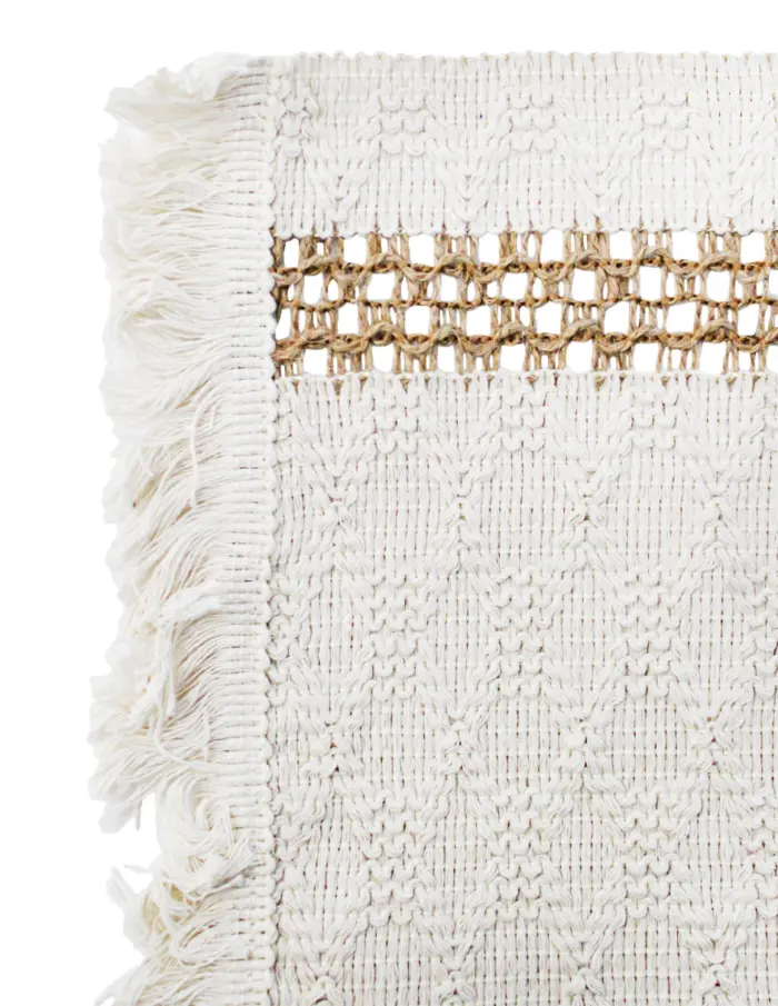 Mantel individual rectangular tejido beige con yute de 50x30cm - Image 3
