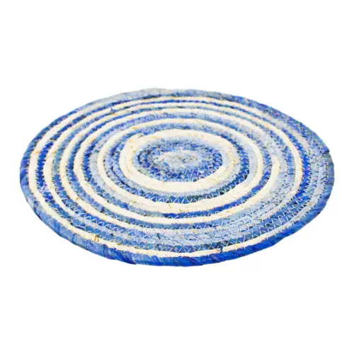 Mantel individual redondo diseño corteza de árbol azul de 35cm