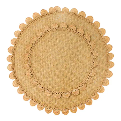 Mantel individual redondo cafe con ondas en las orillas de 35cm