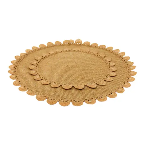 Mantel individual redondo cafe con ondas en las orillas de 35cm