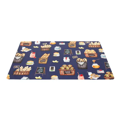 Mantel individual rectangular con diseño de pan trigo y leche de 43.5×28.5cm