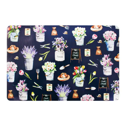 Mantel individual rectangular con diseño flores de 43.5×28.5cm